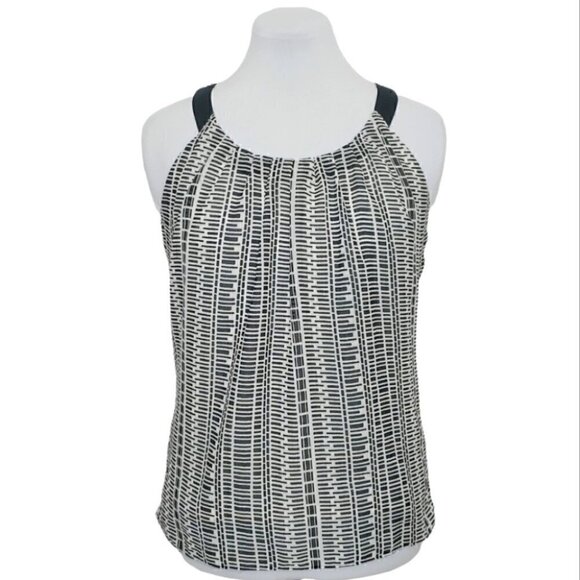 BANANA REPUBLIC Black and white gathered pleated neckline camisole - Picture 1 of 10